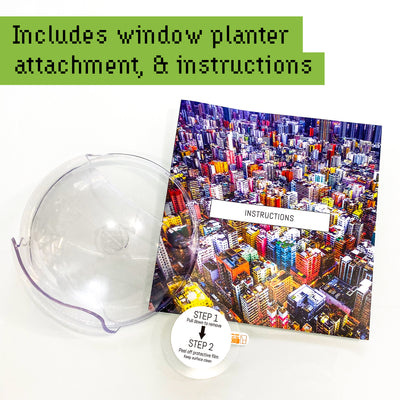 The Urbz planter box contents. Suction Cup, Window planter, Instructions.