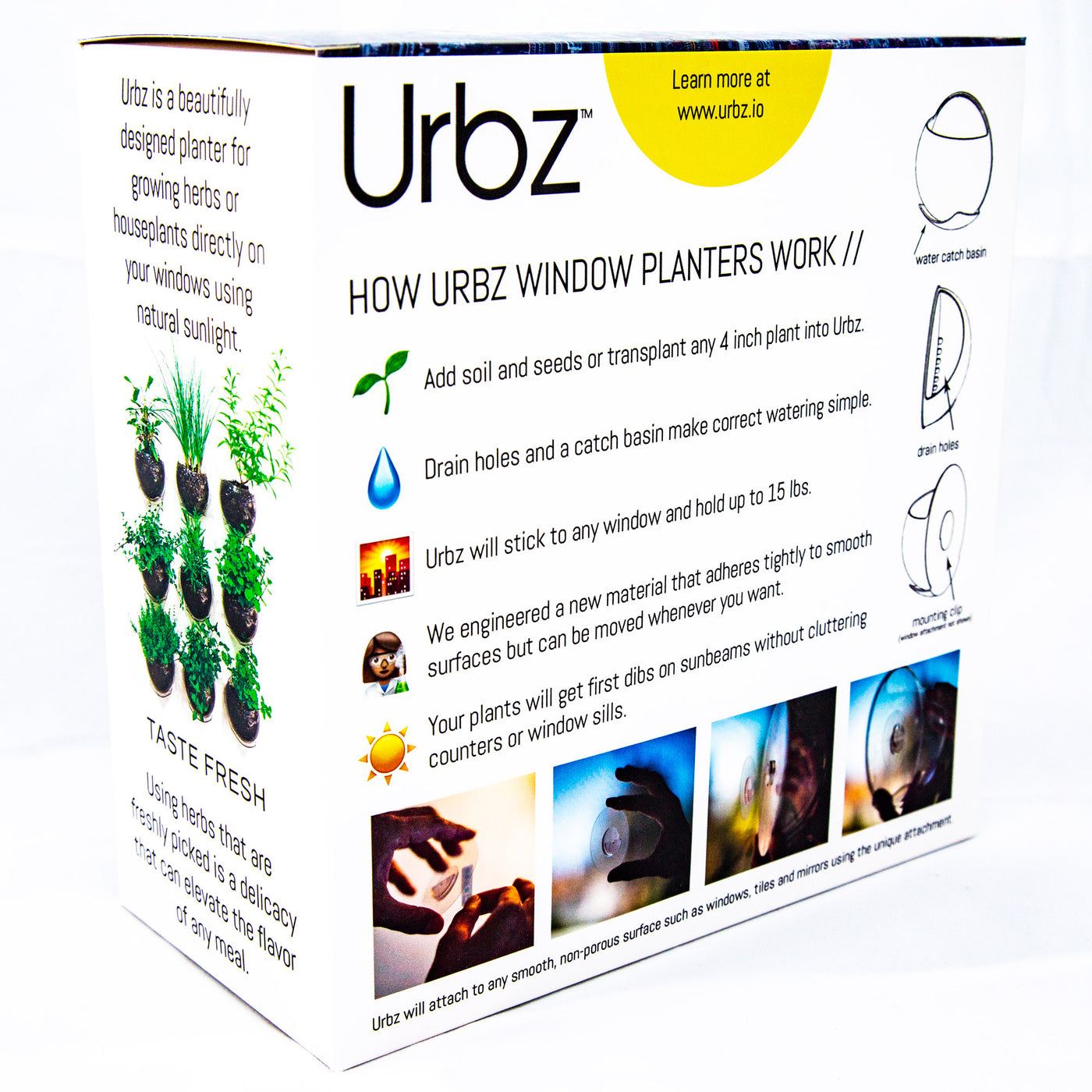 The Urbz plant pod box provides all the details for creating a beautiful indoor garden.